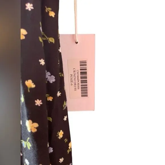REFORMATION Crimini Slip Dress Posie Floral Print Black Size 6 NWT - Picture 7 of 10